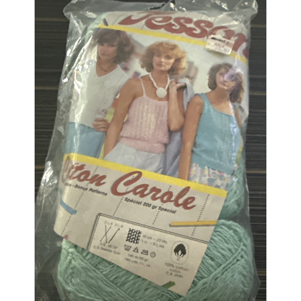 1 Bag Jessan Cotton Carole Teal Green 4 Skeins Per Bag Patterns Included NIB